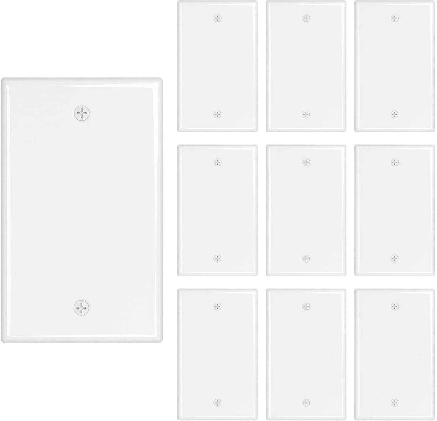 Placa pared dispositivos 10uds cubiertas eléctricas 4.5x2.76pulg blanco