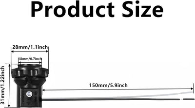 Enchufe E12 con cables 6pulg anillo roscado fenólico 75W