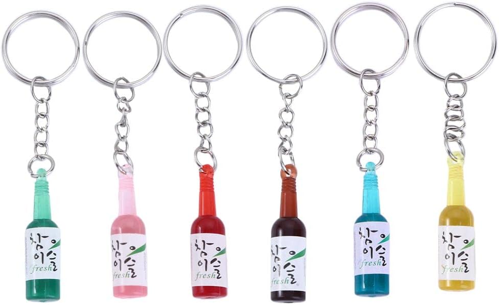 Llavero soju miniatura 6 pzas acrílico varios colores