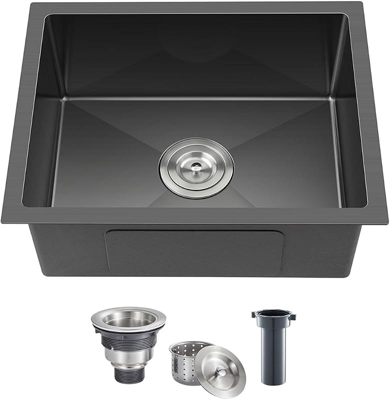 Fregadero cocina empotrado 20" negro acero inox T304