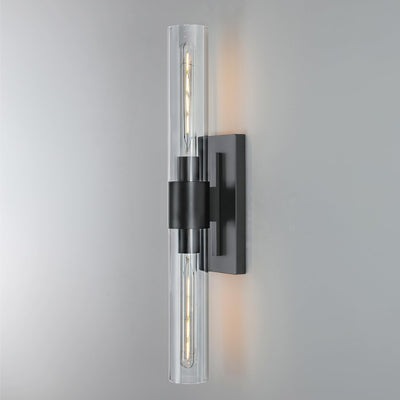 Aplique pared 2 luces negro mate vidrio espejo dormitorio