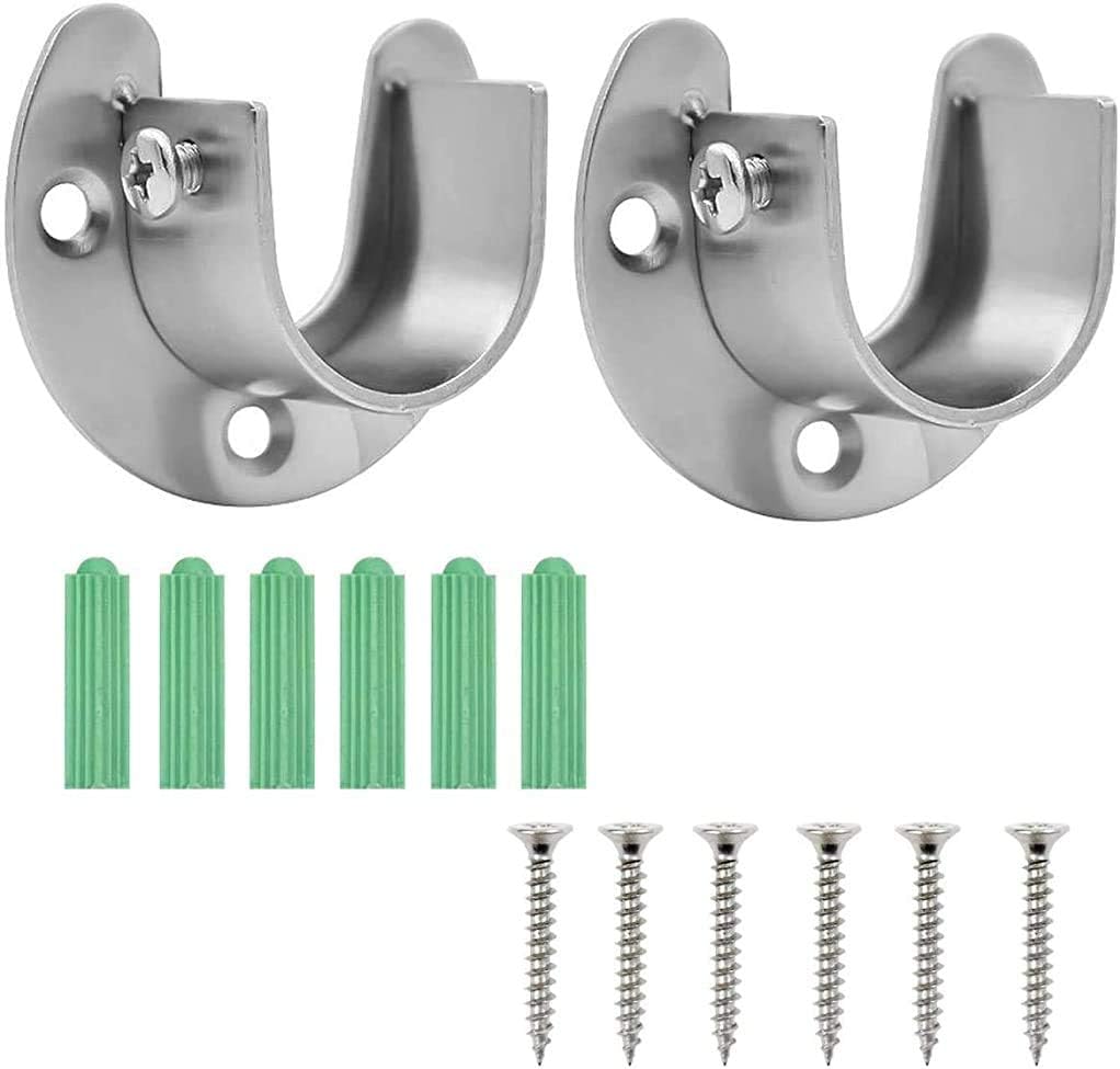 2 Pzas Enchufes Acero Inox Soporte Barra Armario U
