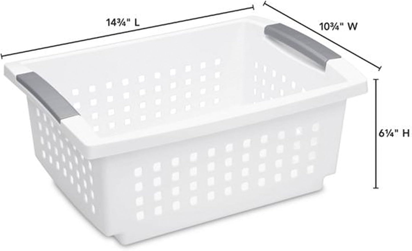 Cesta apilable plástico 4 pzas color blanco asas grises