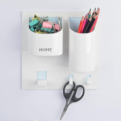Estante pared dormitorio con soporte auriculares ganchos negro