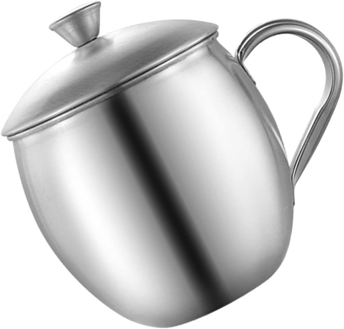 Taza leche acero inox 3.74x3.54pulg mango ergonómico
