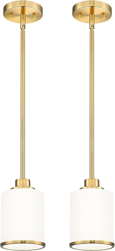 2 Luces Colgantes Vidrio Lechoso para Isla Cocina Moderna