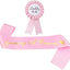 Kit pin hojalata banda rosa baby shower texto princesa