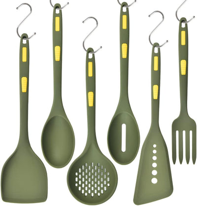 Set 7 Utensilios Silicona Antiadherente con Ganchos