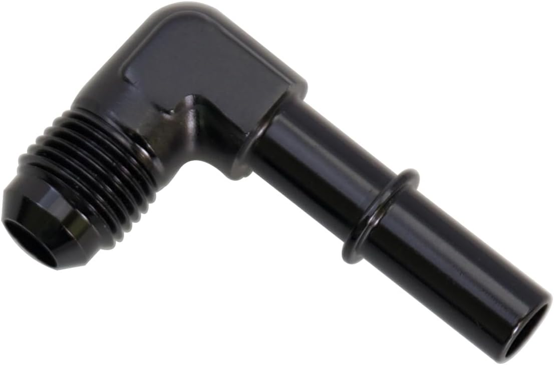 Adaptador aluminio negro 6AN macho push on 90 grados