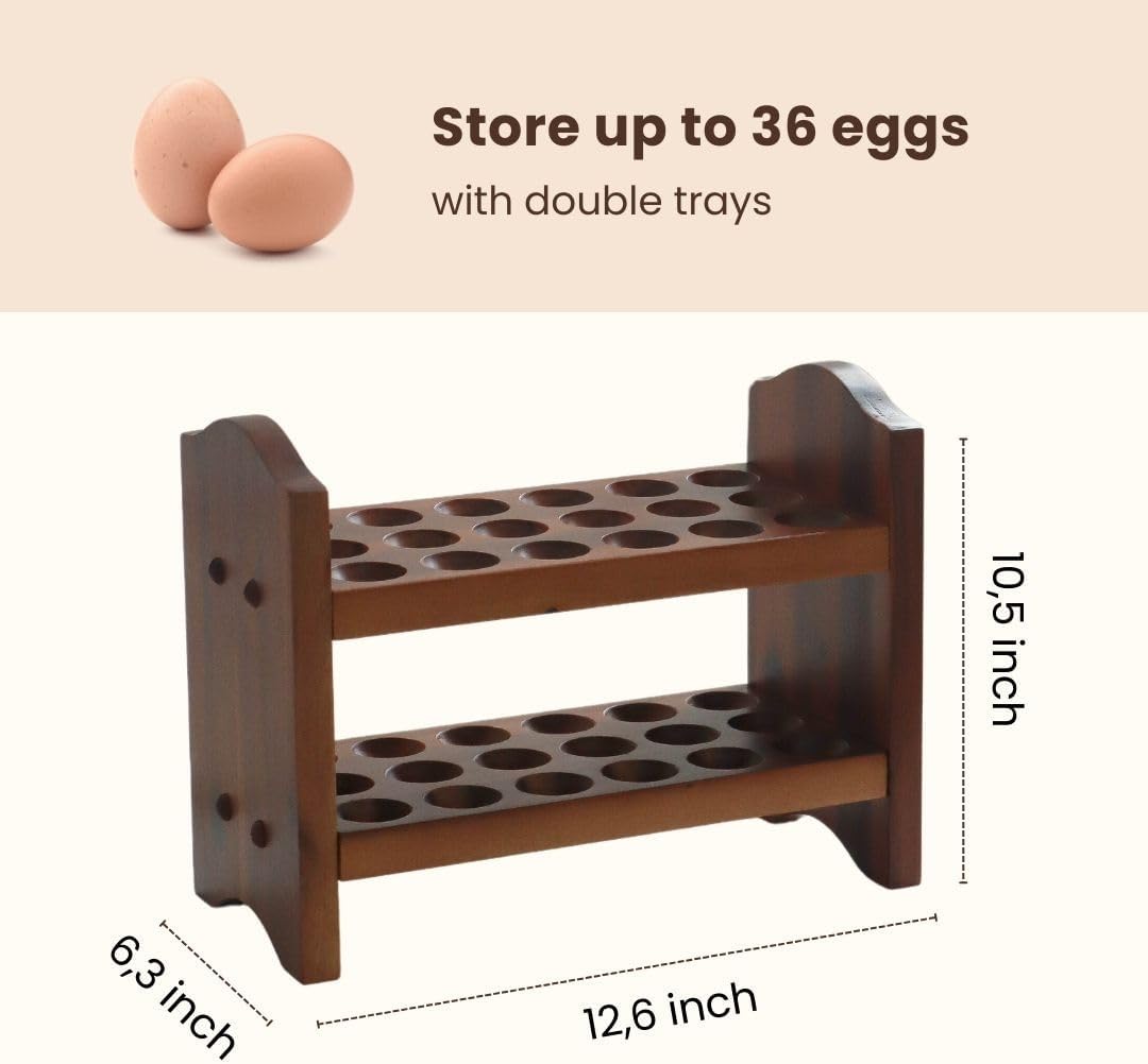 Soporte huevos 36uds estilo rústico marrón claro