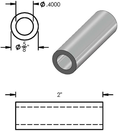 Espaciador aluminio 5/8x0.4 pulg redondo liso sin roscar
