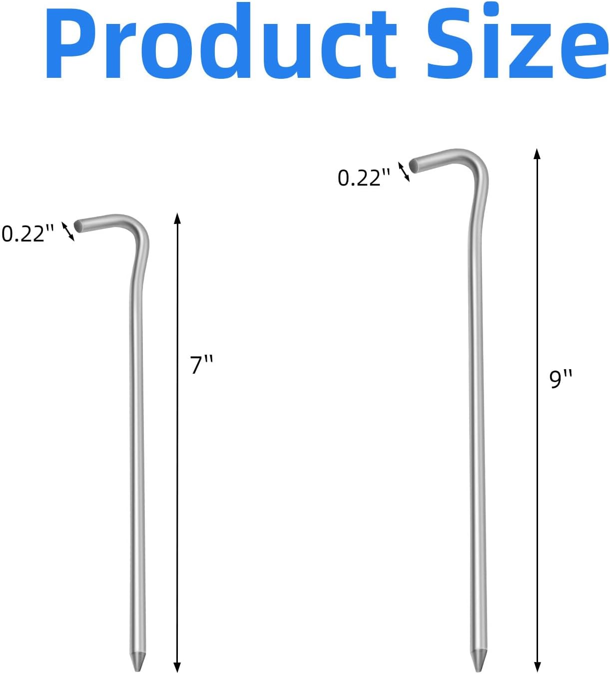 Estacas tienda campaña 7pulg metal galvanizado 40uds