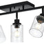 5 Luces Aplique Pared Techo Empotrado Vidrio Sembrado Negro