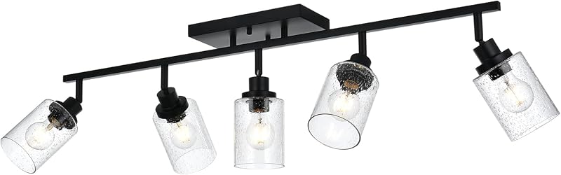 5 Luces Aplique Pared Techo Empotrado Vidrio Sembrado Negro
