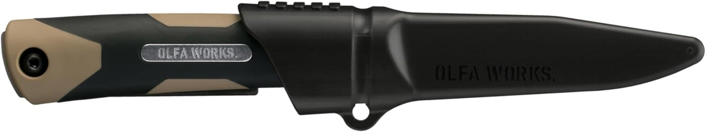 Cuchillo bushcraft acero inox 0.126pulg hoja arena con funda