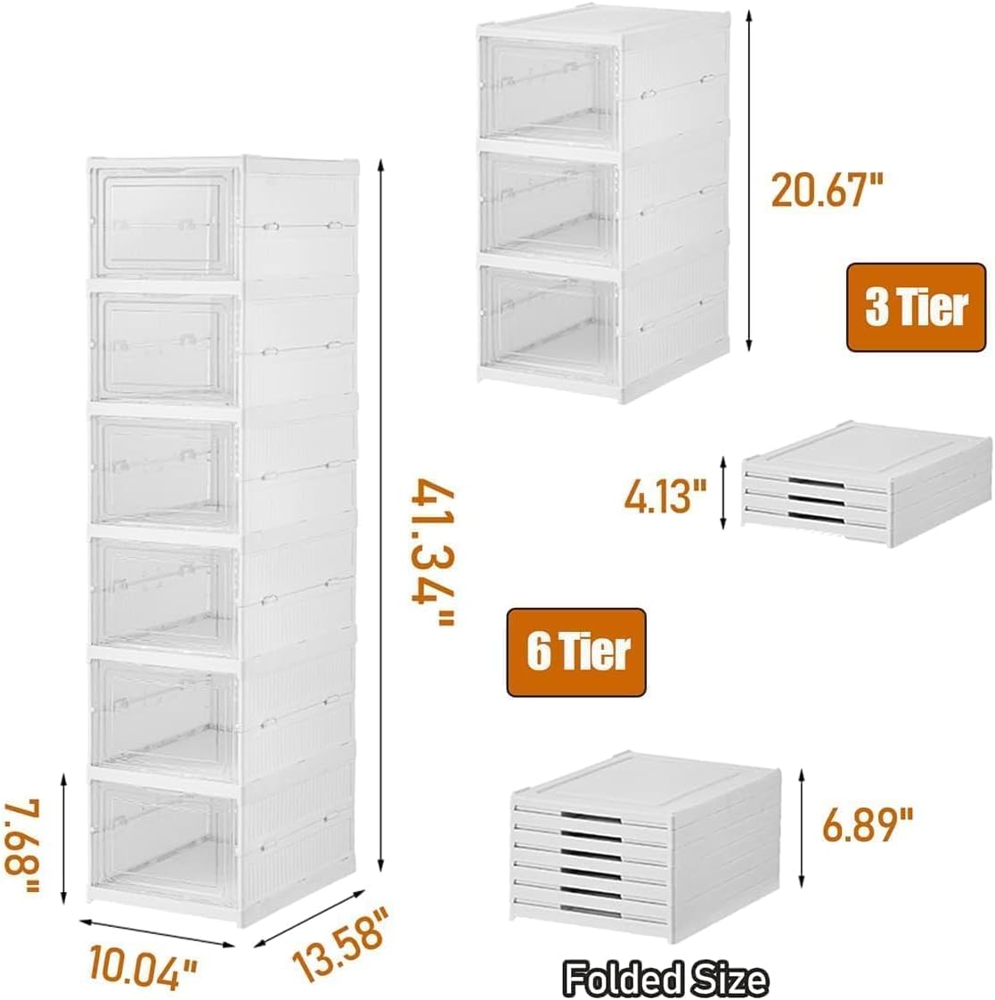 Caja zapatos plástico 6 niveles con puerta transparente