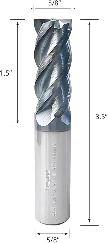 Herramienta molino carburo PVD AlTiN para acero inox 5/8