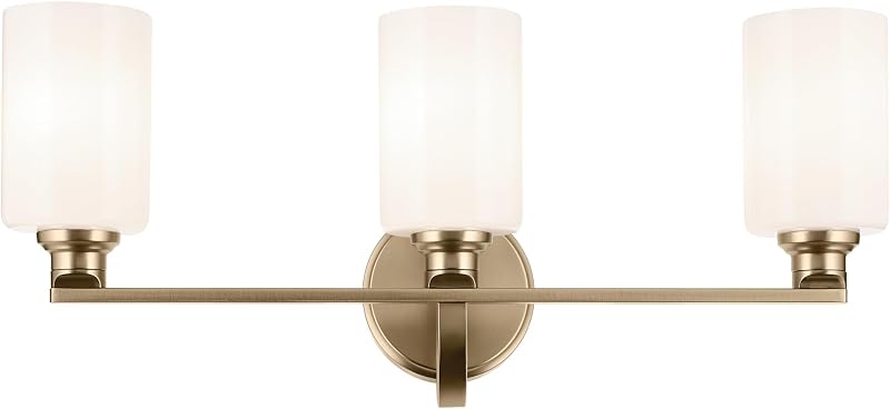 Lámpara tocador 24pulg 3 luces vidrio ópalo bronce baño