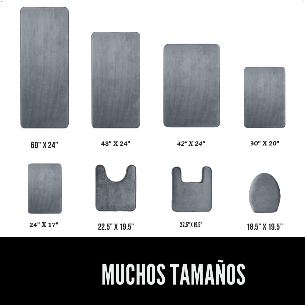 Tapete baño espuma viscoelástica terciopelo gris 24x17pulg
