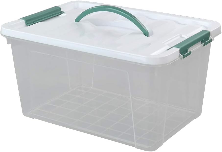 Contenedores plástico 14qt transparentes con tapa y asa