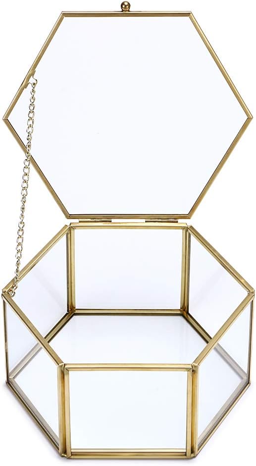 Caja organizadora cristal dorado para joyas