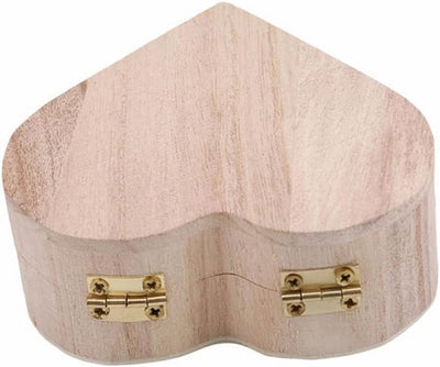 Caja madera corazón 3.94x3.54" tapa bisagra regalo