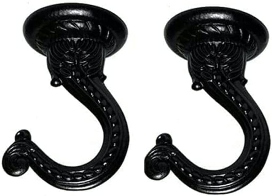 2 Set Ganchos Techo Metal 2.17" Resistentes Negro