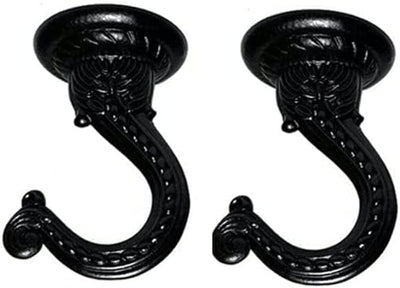 2 Set Ganchos Techo Metal 2.17" Resistentes Negro