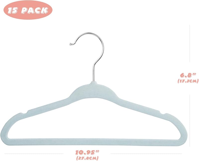 Perchas terciopelo antideslizantes 11pulg paquete 15uds para niños