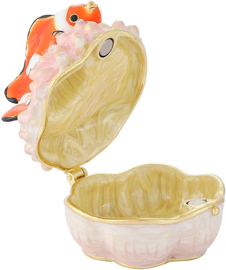 Caja joyería pez payaso coral bisagras pintadas regalo mujer