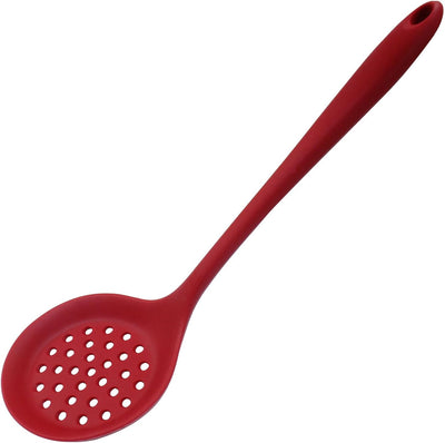 Cuchara ranurada silicona coladora roja antiadherente