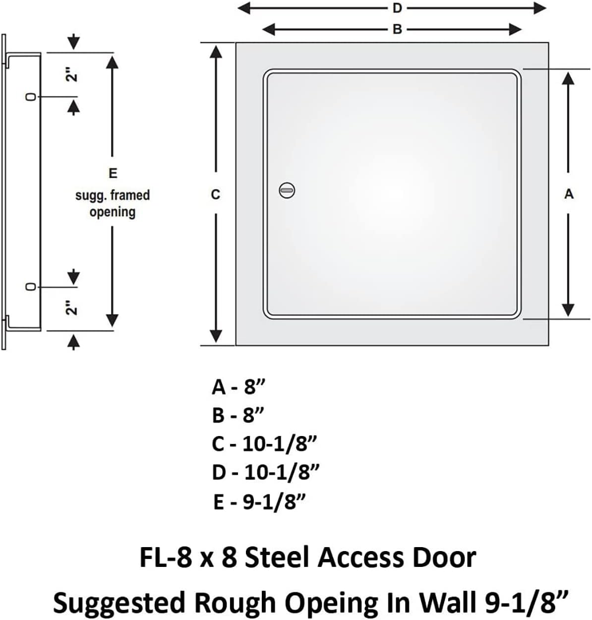 Puerta acceso acero 8x8 pulg recubrimiento blanco