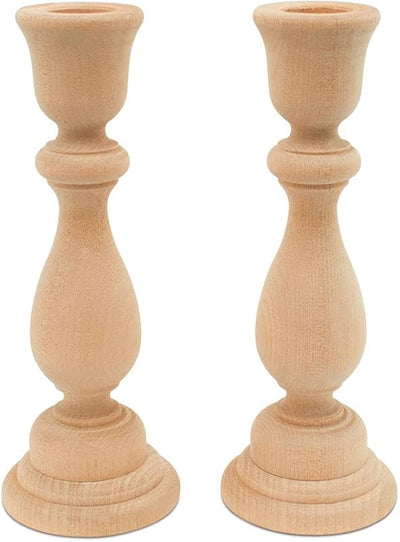 Portavelas madera 6.75pulg juego 2 rústico manualidades