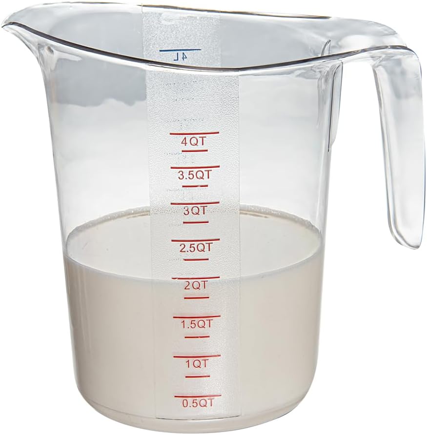 Tarro medidor 4qt con vaso plástico transparente 248°F