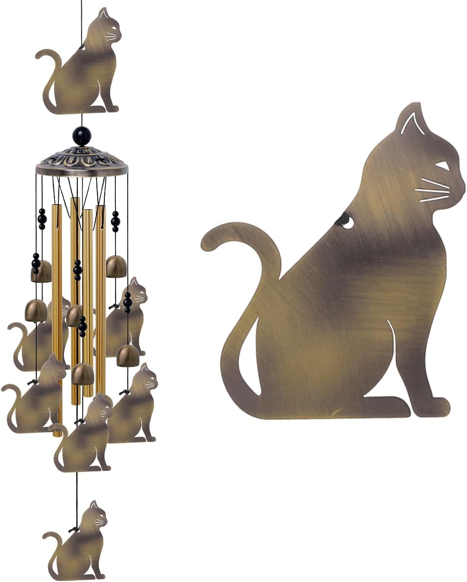 Campanillas viento gato bronce 4 tubos 7 campanillas