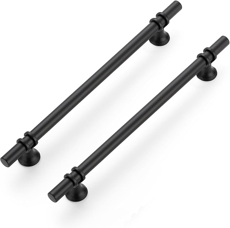 25 Tiradores Gabinete 10.5" Negro Mate Acero Inox