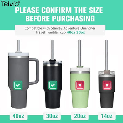 8 Popotes Acero Inox 5/16pulg para Vaso 40oz Reutilizables