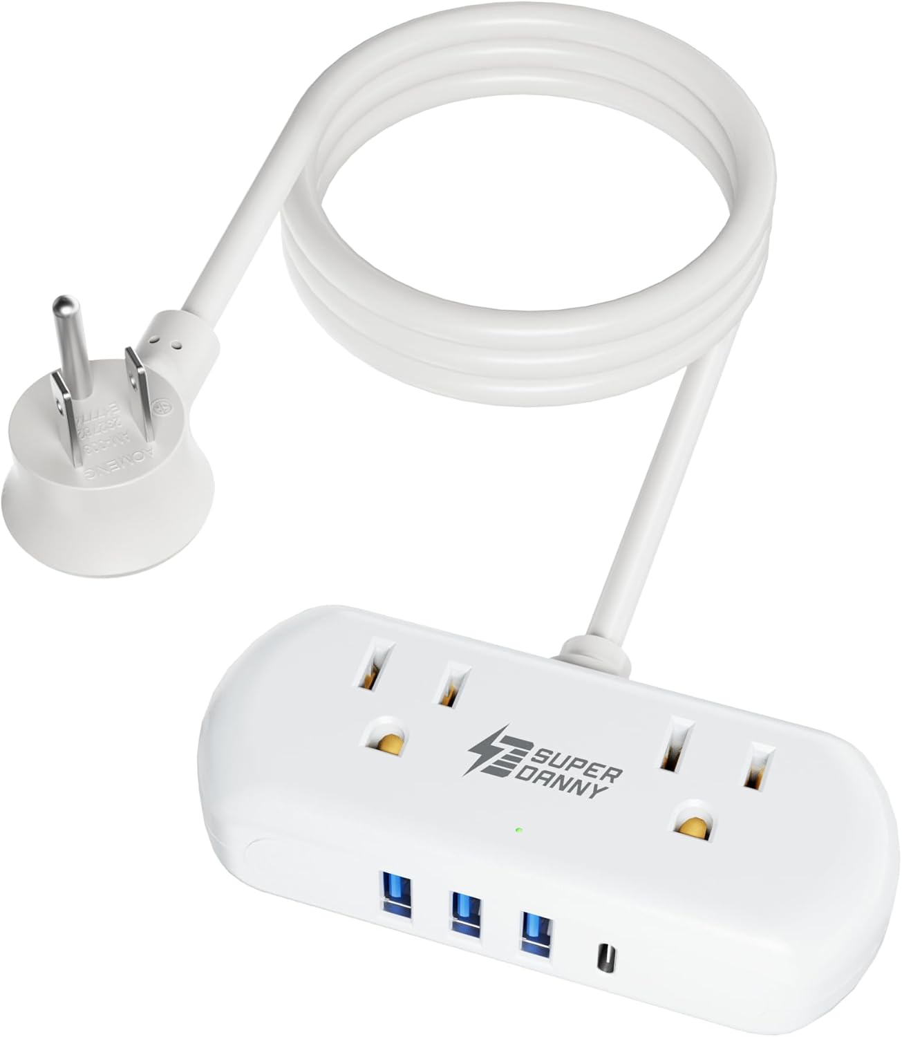 Regleta USB con 2 tomacorrientes y 4 puertos portátil