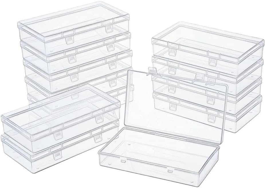 12 Contenedores Plástico Transparente con Tapas 6.1x3.3"