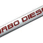 Emblema metal cromado Turbo Diesel letras rojas