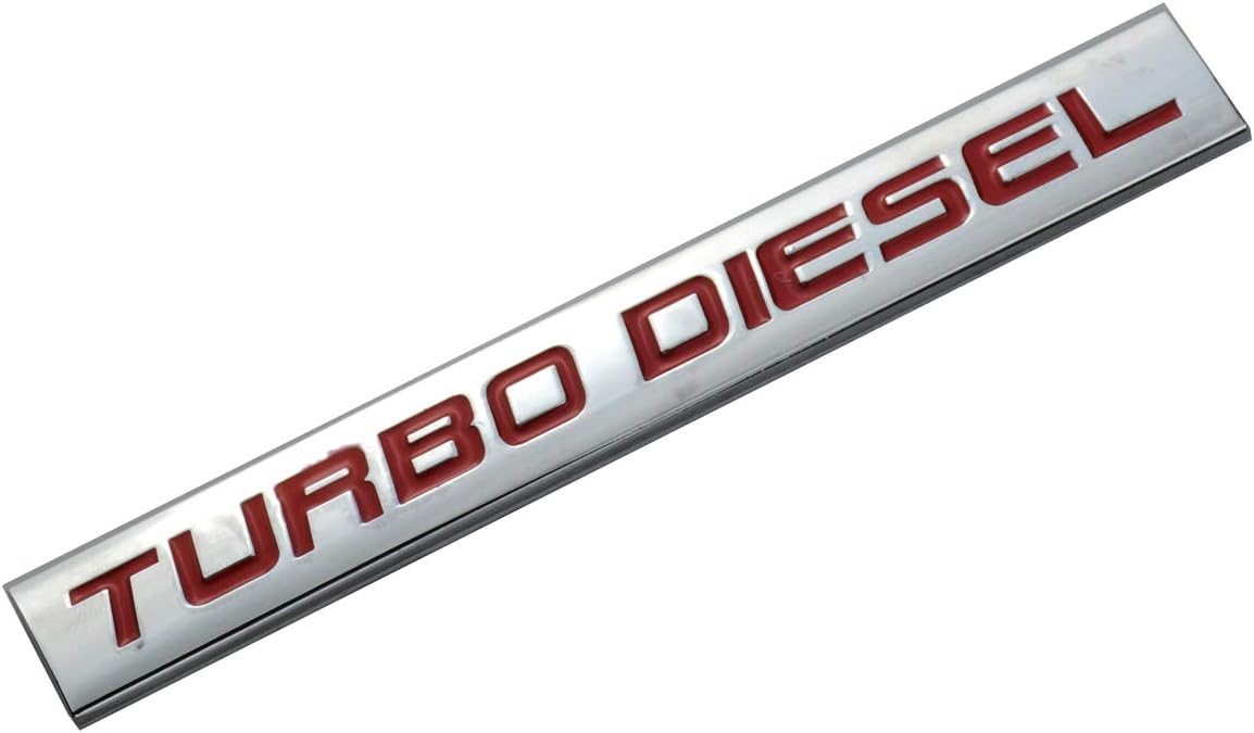 Emblema metal cromado Turbo Diesel letras rojas