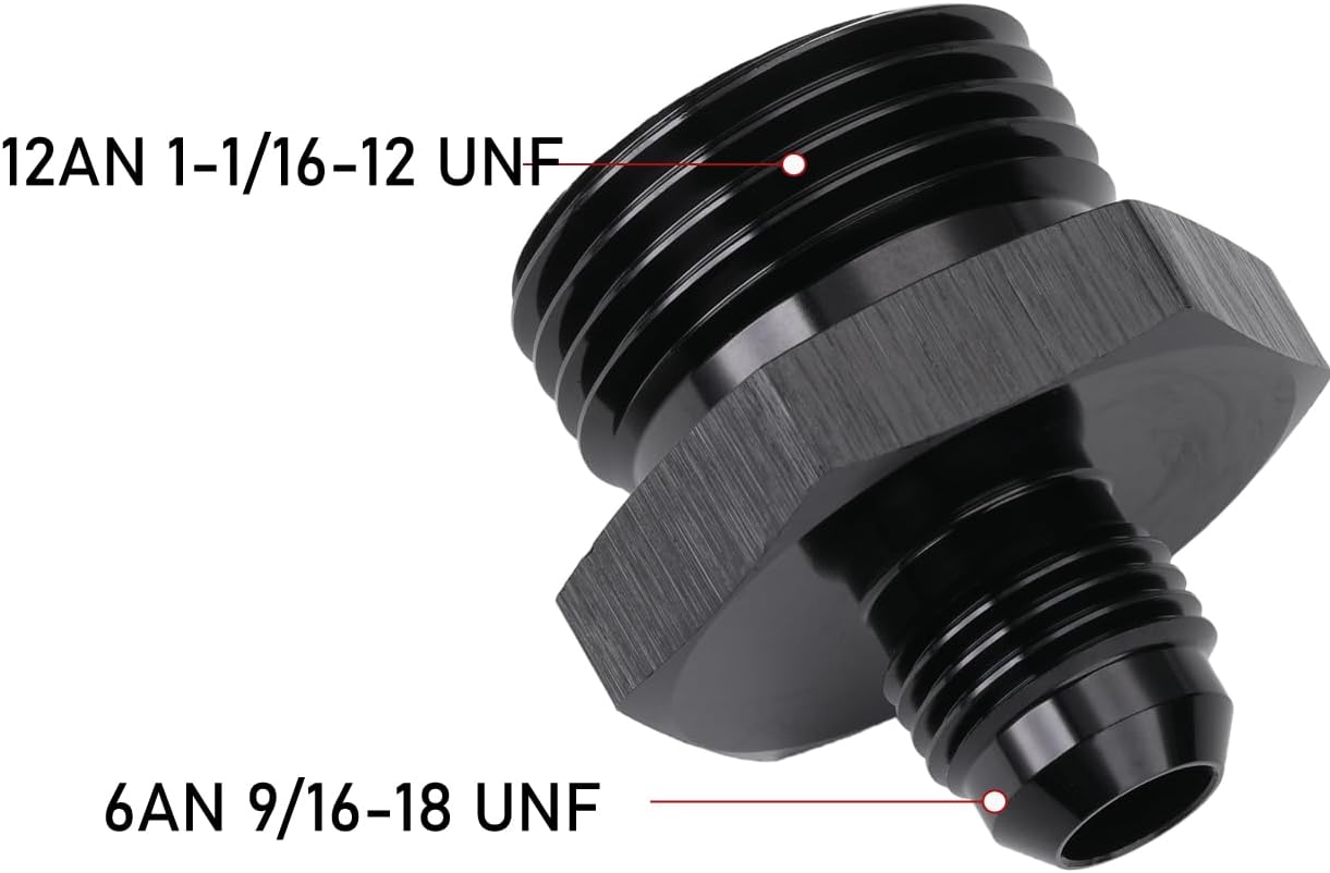 Adaptador 6AN a 12AN ORB aluminio negro pack 2
