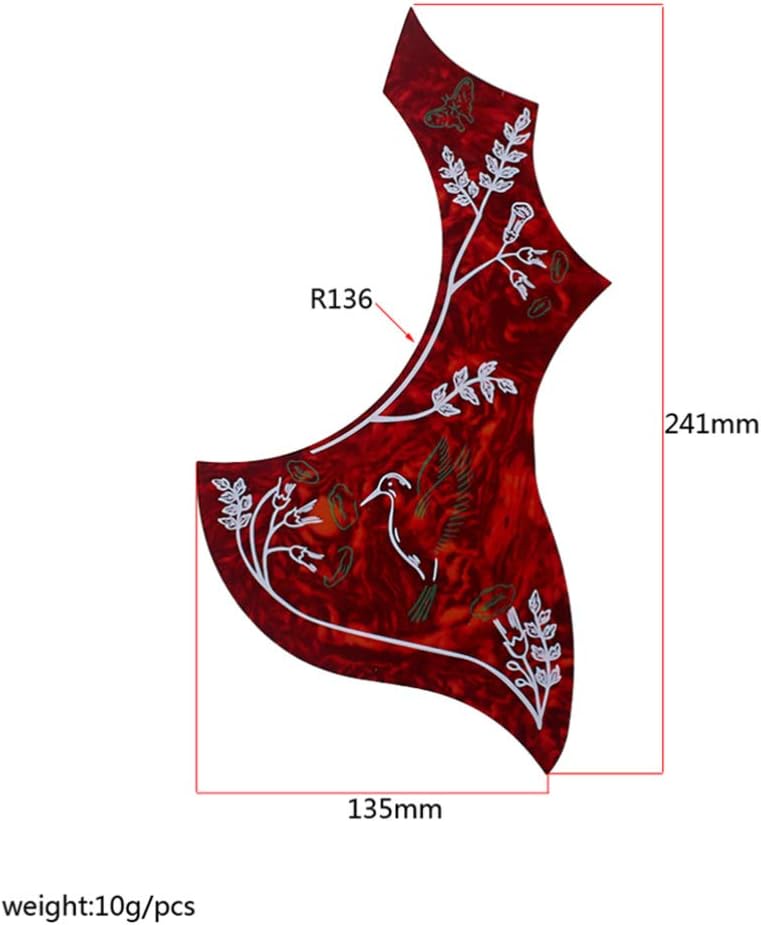 Golpeador guitarra antiarañazos placa autoadhesiva rojo oscuro