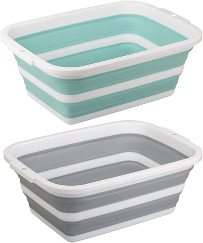 2 Cubetas Plegables 2.25gal Bañera Plástico Reforzado