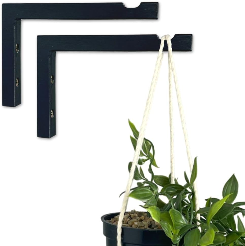 Set 2 ganchos pared 6pulg madera L soporte
