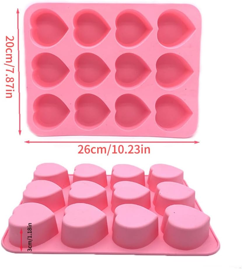 Moldes de corazón de silicona antiadherentes para hornear pasteles, dulces y jabón