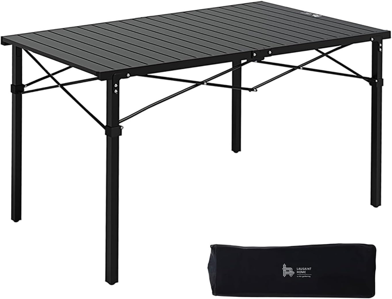 Mesa camping plegable con mesa aluminio enrollable negro