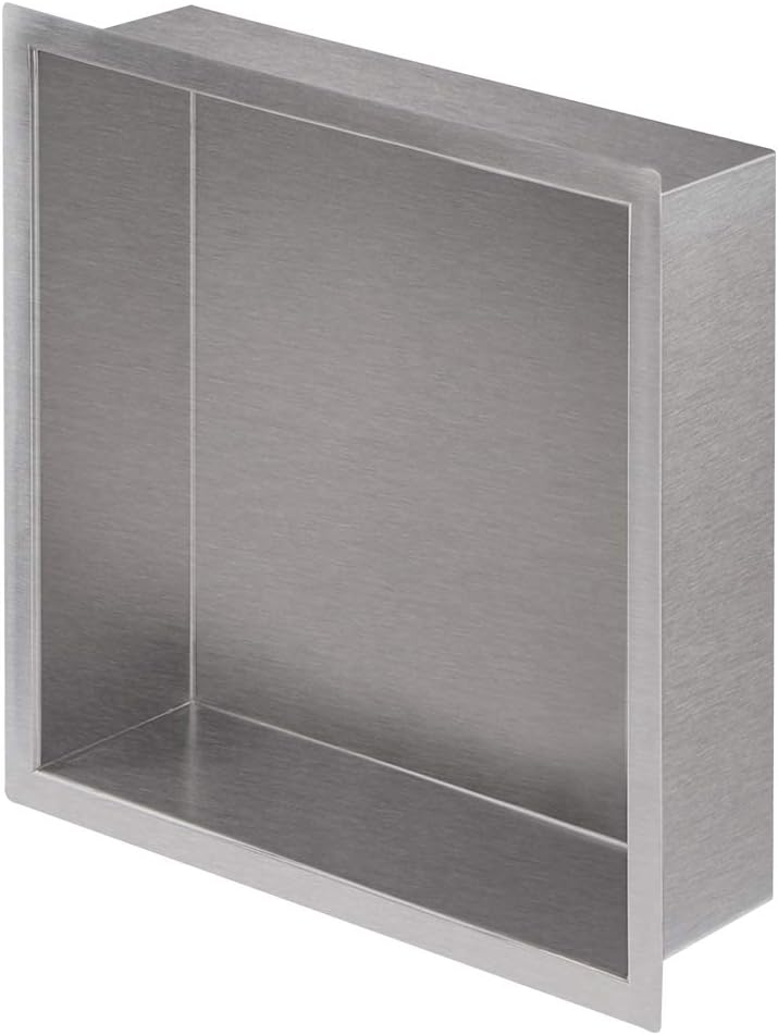 Nicho ducha acero inox cepillado 12x12" organiz. baño