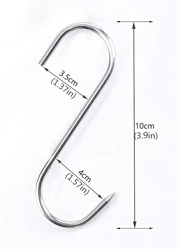Ganchos carne acero inox 4" set 10 para ahumar y secar