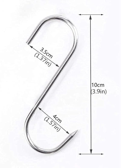 Ganchos carne acero inox 4" set 10 para ahumar y secar